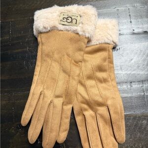 UGG Women's Brown Gloves with Cream Fur Cuff